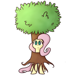 Size: 1024x1000 | Tagged: safe, artist:flutternutpie, character:fluttershy, species:pegasus, species:pony, g4, clothing, costume, cute, female, feral, fluttertree, meme, solo, solo female, tail, tree, yay
