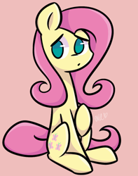 Size: 391x497 | Tagged: safe, artist:flutternutpie, character:fluttershy, species:pegasus, species:pony, g4, female, signature, sitting, solo, tail
