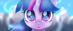 Size: 1000x418 | Tagged: safe, artist:prince-lionel, character:twilight sparkle, character:twilight sparkle (alicorn), species:alicorn, species:pony, fanfic:magisight: thaumaturgical ocularity, g4, beautiful, bust, eye, eyes, fanfic art, female, looking at you, mare, movie accurate, solo