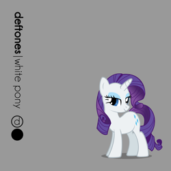 Size: 2850x2850 | Tagged: safe, artist:nrxia, character:rarity, species:pony, species:unicorn, g4, album cover, deftones, gray background, simple background, smiling, solo