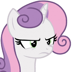 Size: 800x800 | Tagged: safe, edit, edited screencap, editor:romulus4444, screencap, character:sweetie belle, species:pony, species:unicorn, episode:growing up is hard to do, g4, my little pony: friendship is magic, cropped screencap, emoji, grumpy, older, simple background, solo, transparent background