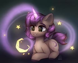 Size: 1280x1029 | Tagged: safe, artist:radioaxi, oc, oc only, species:pony, species:unicorn, g4, crescent moon, female, magic, mare, solo, stars