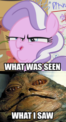 Size: 688x1264 | Tagged: safe, edit, edited screencap, screencap, character:diamond tiara, species:pony, episode:crusaders of the lost mark, g4, my little pony: friendship is magic, arin hanson face, crossover, faec, female, filly, foal, hutt, jabba the hutt, male, meme, open mouth, solo, star wars