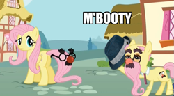 Size: 917x507 | Tagged: safe, edit, edited screencap, screencap, character:fluttershy, episode:the one where pinkie pie knows, g4, my little pony: friendship is magic, clothing, fedora, groucho mark, groucho mask, hat, image macro, m'lady, meme