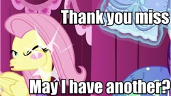Size: 642x360 | Tagged: safe, edit, edited screencap, screencap, character:fluttershy, character:rarity, episode:scare master, g4, my little pony: friendship is magic, animal house, caption, carousel boutique, clothing, costume, dressup, fish slap, frown, magic, mermaid, mermarity, merpony, nightmare night costume, slap, tail slap, tail whip, text, turning, wide eyes