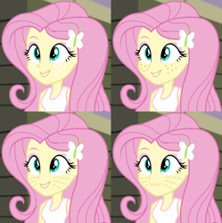 Size: 1414x1420 | Tagged: safe, edit, edited screencap, screencap, character:fluttershy, equestria girls:rainbow rocks, g4, my little pony: equestria girls, my little pony:equestria girls, :3, cute, freckles, freckleshy, shyabetes, whiskers