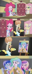 Size: 593x1354 | Tagged: safe, edit, edited screencap, screencap, character:dean cadance, character:discord, character:fluttershy, character:pinkie pie, character:princess cadance, character:princess celestia, character:princess luna, character:principal celestia, character:vice principal luna, episode:what about discord?, equestria girls:friendship games, g4, my little pony: equestria girls, my little pony: friendship is magic, my little pony:equestria girls, bob ross, cake, crossing the memes, discord's painting, draconiross, exploitable meme, food, inside the cake meme, meme, vice principal luna