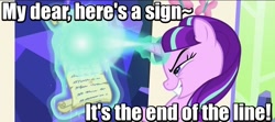 Size: 800x355 | Tagged: safe, edit, edited screencap, screencap, character:starlight glimmer, species:pony, species:unicorn, episode:the cutie re-mark, anastasia, don bluth, female, image macro, in the dark of the night, magic, mare, meme, pure unfiltered evil, scroll, solo, song reference, twilight's castle