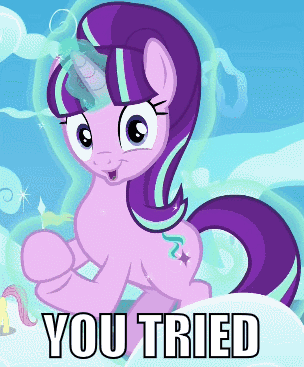 Size: 304x367 | Tagged: safe, edit, edited screencap, screencap, character:fluttershy, character:starlight glimmer, species:pony, species:unicorn, episode:the cutie re-mark, 8^y, animated, caption, clapping, cute, female, filly, floating, gif, glimmerbetes, glowing horn, image macro, levitation, looking at you, magic, mare, meme, reaction image, s5 starlight, sarcasm, self-levitation, smiling, starlight says bravo, telekinesis, you tried