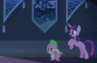 Size: 381x248 | Tagged: safe, edit, edited screencap, screencap, character:spike, character:twilight sparkle, character:twilight sparkle (alicorn), species:alicorn, species:pony, episode:the cutie re-mark, alternate timeline, animated, female, jumping, mare, nightmare takeover timeline, sad, twilight's little leap