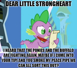 Size: 436x386 | Tagged: safe, edit, edited screencap, screencap, character:spike, species:dragon, episode:friendship is magic, g4, my little pony: friendship is magic, caption, image macro, letter, male, quill, spike's love letters, tongue out