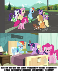 Size: 1920x2325 | Tagged: safe, edit, edited screencap, screencap, character:angel bunny, character:applejack, character:fluttershy, character:gummy, character:owlowiscious, character:pinkie pie, character:rainbow dash, character:rarity, character:spike, character:tank, character:twilight sparkle, character:winona, species:dog, species:dragon, species:earth pony, species:pegasus, species:pony, species:unicorn, episode:may the best pet win, episode:read it and weep, g4, my little pony: friendship is magic, alligator, butt, caption, female, hub logo, male, mane seven, mare, meta, plot, tortoise