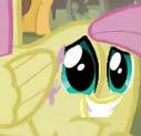 Size: 127x123 | Tagged: safe, edit, edited screencap, screencap, character:fluttershy, species:pegasus, species:pony, butt, buttface, female, grin, looking at you, mare, not salmon, plot, smiling, squee, wat, what has science done, why, wtf