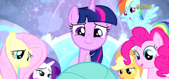 Size: 540x255 | Tagged: safe, edit, edited screencap, screencap, character:applejack, character:fluttershy, character:pinkie pie, character:princess flurry heart, character:rainbow dash, character:rarity, character:twilight sparkle, character:twilight sparkle (alicorn), species:alicorn, species:pony, episode:the crystalling, g4, my little pony: friendship is magic, spoiler:s06, animated, buy our toys, drama, flurry heart drama, middle finger, vulgar