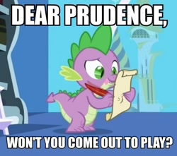 Size: 436x386 | Tagged: safe, edit, edited screencap, screencap, character:spike, species:dragon, episode:friendship is magic, g4, my little pony: friendship is magic, caption, dialogue, image macro, letter, male, meme, quill, reference, song reference, spike's love letters, text, the beatles, tongue out