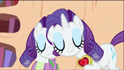 Size: 1280x720 | Tagged: safe, edit, screencap, character:rarity, character:spike, wat