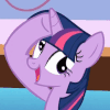 Size: 100x100 | Tagged: safe, edit, edited screencap, screencap, character:twilight sparkle, species:pony, species:unicorn, episode:bridle gossip, g4, my little pony: friendship is magic, animated, bust, derp, female, hornjob, icon, mare, portrait, smiling, solo, water