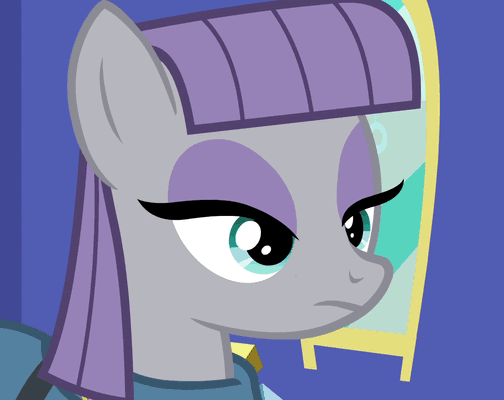 Size: 504x400 | Tagged: safe, edit, edited screencap, screencap, character:maud pie, character:pinkie pie, character:twilight sparkle, character:twilight sparkle (alicorn), species:alicorn, episode:maud pie, g4, my little pony: friendship is magic, animated, blinking, caption, cute, maudabetes, rock candy necklace, smiling, subtitles, text, when she smiles