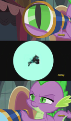 Size: 356x600 | Tagged: safe, edit, screencap, character:spike, character:thorax, species:changeling, episode:princess spike, episode:the crystalling, g4, my little pony: friendship is magic, discovery family logo, exploitable meme, meme, pony history, screencap comic, spike's telescope, telescope