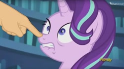 Size: 1580x887 | Tagged: safe, edit, edited screencap, screencap, character:starlight glimmer, episode:the crystalling, g4, my little pony: friendship is magic, boop, boop edit, discovery family logo, finger, hand