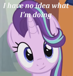 Size: 725x747 | Tagged: safe, edit, screencap, character:starlight glimmer, episode:the crystalling, g4, my little pony: friendship is magic, bust, cropped, i have no idea what i'm doing, image macro, meme, text, text edit