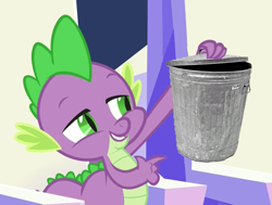 Size: 757x571 | Tagged: safe, edit, edited screencap, screencap, character:spike, episode:the crystalling, g4, my little pony: friendship is magic, exploitable meme, into the trash it goes, meme, shitposting, trash can