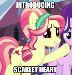 Size: 503x522 | Tagged: safe, edit, edited screencap, screencap, character:ruby love, species:crystal pony, species:pony, episode:the crystalling, g4, my little pony: friendship is magic, background pony, cropped, female, image macro, mare, meme, solo, solo focus
