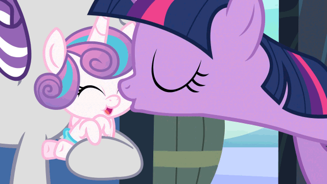 Size: 640x360 | Tagged: safe, edit, screencap, character:princess flurry heart, character:twilight sparkle, character:twilight sparkle (alicorn), character:twilight velvet, species:alicorn, species:pony, episode:the crystalling, g4, my little pony: friendship is magic, animated, aunt and niece, baby, baby pony, best aunt ever, cute, diabetes, diaper, extreme speed animation, female, flurrybetes, grandmother, grandmother and grandchild, happy, kiss on the cheek, kissing, mare, smiling, weapons-grade cute
