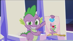 Size: 640x360 | Tagged: safe, edit, edited screencap, screencap, character:spike, episode:the crystalling, g4, my little pony: friendship is magic, crystal heart, discovery family logo, dreamworks face, exploitable meme, forced meme, meme, poster, shameless self-promoter, spike holding a paper