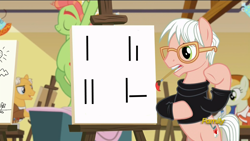 Size: 1280x720 | Tagged: safe, edit, edited screencap, screencap, episode:on your marks, g4, my little pony: friendship is magic, abstract, andy warhol, discovery family logo, exploitable meme, loss (meme), meme, minimalist, modern art, pop art (character), true art