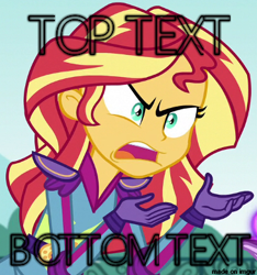 Size: 365x390 | Tagged: safe, edit, edited screencap, screencap, character:sunset shimmer, equestria girls:friendship games, g4, my little pony: equestria girls, my little pony:equestria girls, bottom text, caption, description is relevant, exploitable meme, image macro, imgur, meme, sunset is not willing to learn