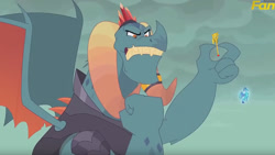 Size: 1128x636 | Tagged: safe, edit, screencap, character:dragon lord torch, character:princess ember, species:dragon, episode:gauntlet of fire, g4, my little pony: friendship is magic, exploitable meme, meme, scepter, twilight scepter, twilight scepter meme
