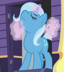 Size: 726x813 | Tagged: safe, edit, edited screencap, screencap, character:trixie, species:pony, species:unicorn, episode:no second prances, g4, my little pony: friendship is magic, caravan, exploitable meme, female, hand, magic, magic hands, mare, meme, pacha, the emperor's new groove, trixie's wagon, wagon, when x just right, 👌