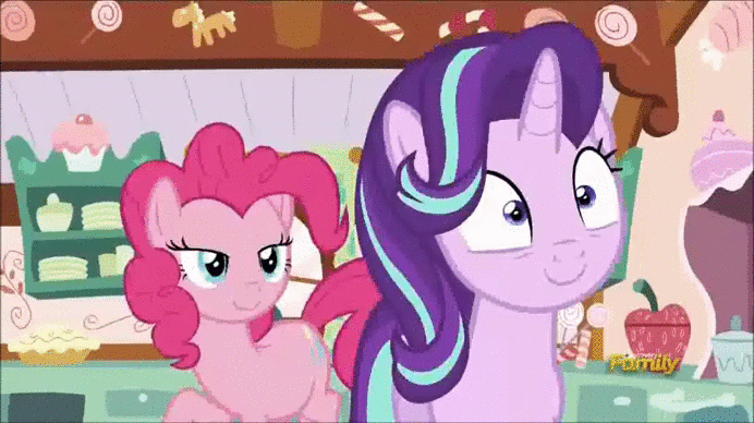 Size: 692x388 | Tagged: safe, edit, edited screencap, screencap, character:pinkie pie, character:starlight glimmer, episode:no second prances, g4, my little pony: friendship is magic, animated, crystal meth, discovery family logo, unicorn master race, whitest kids you know, youtube