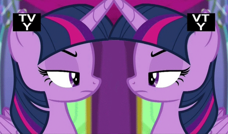 Size: 746x440 | Tagged: safe, edit, screencap, character:twilight sparkle, character:twilight sparkle (alicorn), species:alicorn, species:pony, episode:no second prances, g4, my little pony: friendship is magic, animated, fake smile, female, horns are touching, imminent sex, mare, smirk, the fun has been doubled, tv-y, twolight