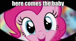 Size: 500x274 | Tagged: safe, edit, edited screencap, screencap, character:fluttershy, character:pinkie pie, character:rainbow dash, episode:sweet and elite, g4, my little pony: friendship is magic, birth, image macro, solo focus