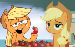 Size: 932x589 | Tagged: safe, edit, screencap, character:applejack, .mov, episode:the saddle row review, g4, my little pony: friendship is magic, jappleack