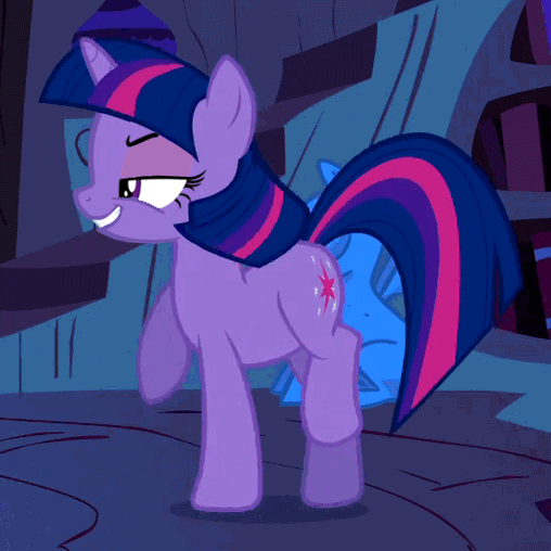 Size: 508x508 | Tagged: safe, edit, edited screencap, screencap, character:twilight sparkle, character:twilight sparkle (unicorn), species:pony, species:unicorn, episode:owl's well that ends well, g4, my little pony: friendship is magic, animated, fake smile, female, night, profile, solo, trotting, trotting in place