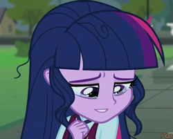 Size: 831x669 | Tagged: safe, edit, edited screencap, screencap, character:twilight sparkle, character:twilight sparkle (scitwi), species:eqg human, equestria girls:friendship games, g4, my little pony: equestria girls, my little pony:equestria girls, crying, cute, inverted mouth, loose hair, smiling, twiabetes
