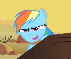 Size: 243x202 | Tagged: safe, edit, screencap, character:rainbow dash, species:pony, episode:over a barrel, g4, my little pony: friendship is magic, cropped, desert, female, inverted mouth, mare