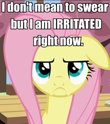 Size: 836x940 | Tagged: safe, edit, edited screencap, screencap, character:fluttershy, episode:flutter brutter, g4, my little pony: friendship is magic, 30 rock, >:c, caption, female, g rated profanity, image macro, irritated, kenneth parcell, meme, peeved, solo