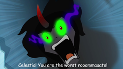 Size: 1280x720 | Tagged: safe, edit, edited screencap, screencap, character:king sombra, episode:the crystal empire, g4, my little pony: friendship is magic, crossover, exploitable meme, image macro, meme, merasmus, psychically unstable merasmus and his wacky roommates.cornflakes, season 3, somby, team fortress 2, you are the worst roomate