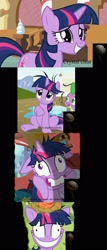 Size: 1202x2802 | Tagged: safe, edit, edited screencap, screencap, character:spike, character:twilight sparkle, species:dragon, species:pony, species:unicorn, amnesia the dark descent, female, insanity, male, mare, sequence, twilight snapple