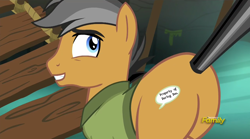 Size: 2000x1115 | Tagged: safe, edit, edited screencap, screencap, character:daring do, character:quibble pants, ship:daringpants, episode:stranger than fanfiction, discovery family logo, female, male, misspelling, plot, shipping, straight