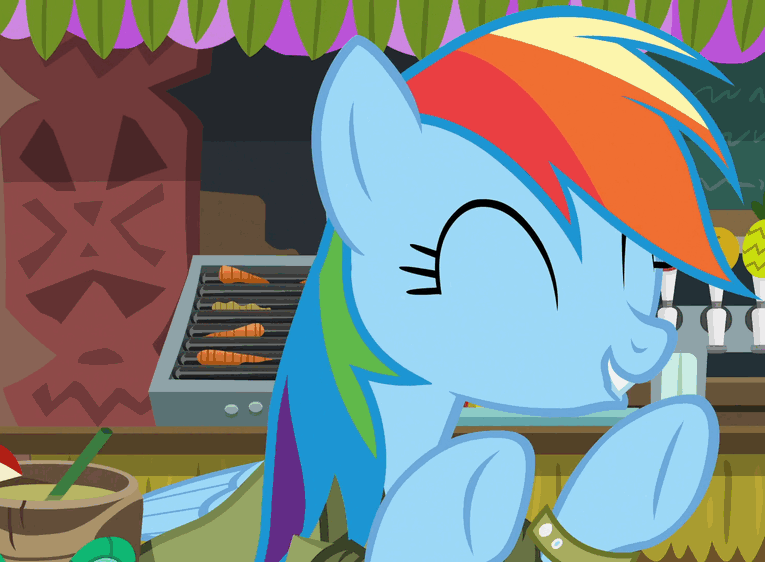 Size: 765x562 | Tagged: safe, edit, edited screencap, screencap, character:quibble pants, character:rainbow dash, episode:stranger than fanfiction, animated, caption, image macro, meme, op, rainbow dash is a duck, reaction image, useful