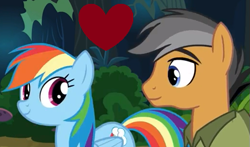 Size: 517x304 | Tagged: safe, edit, edited screencap, screencap, character:quibble pants, character:rainbow dash, ship:quibbledash, episode:stranger than fanfiction, female, heart, male, shipping, straight