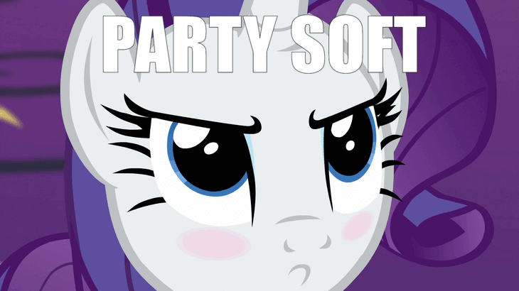 Size: 730x410 | Tagged: safe, edit, edited screencap, screencap, character:rarity, episode:castle sweet castle, g4, my little pony: friendship is magic, animated, meme, nodding, party hard, party soft