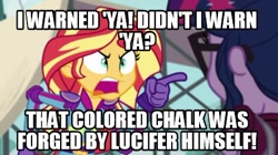 Size: 430x241 | Tagged: safe, edit, edited screencap, screencap, character:sunset shimmer, character:twilight sparkle, character:twilight sparkle (scitwi), species:eqg human, equestria girls:friendship games, g4, my little pony: equestria girls, my little pony:equestria girls, caption, exploitable meme, groundskeeper willie, image macro, meme, sunset yells at twilight, the simpsons