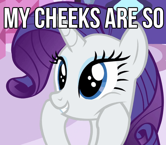 Size: 581x508 | Tagged: safe, edit, edited screencap, screencap, character:rarity, species:pony, species:unicorn, episode:the cart before the ponies, g4, my little pony: friendship is magic, animated, caption, cute, female, food, gif, gif with captions, happy, image macro, mare, marshmallow, meme, open mouth, rarara, raribetes, rarity is a marshmallow, smiling, solo, squishy cheeks, wide eyes