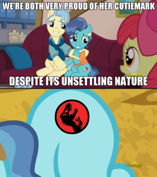 Size: 908x1024 | Tagged: safe, edit, edited screencap, screencap, character:mr. paleo, character:mrs. paleo, character:petunia paleo, species:earth pony, species:pony, episode:the fault in our cutie marks, g4, my little pony: friendship is magic, exploitable meme, jurassic park, meme, petunia paleo's unsettling cutie mark, reference, this will end in science, this will end in tears and/or death